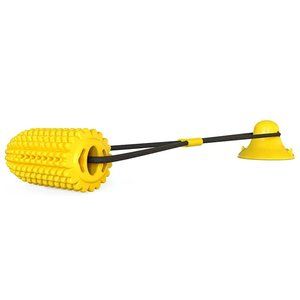 Corn Shape with Rope Yellow Vacuum Suction Cup Chew Toy for Dogs